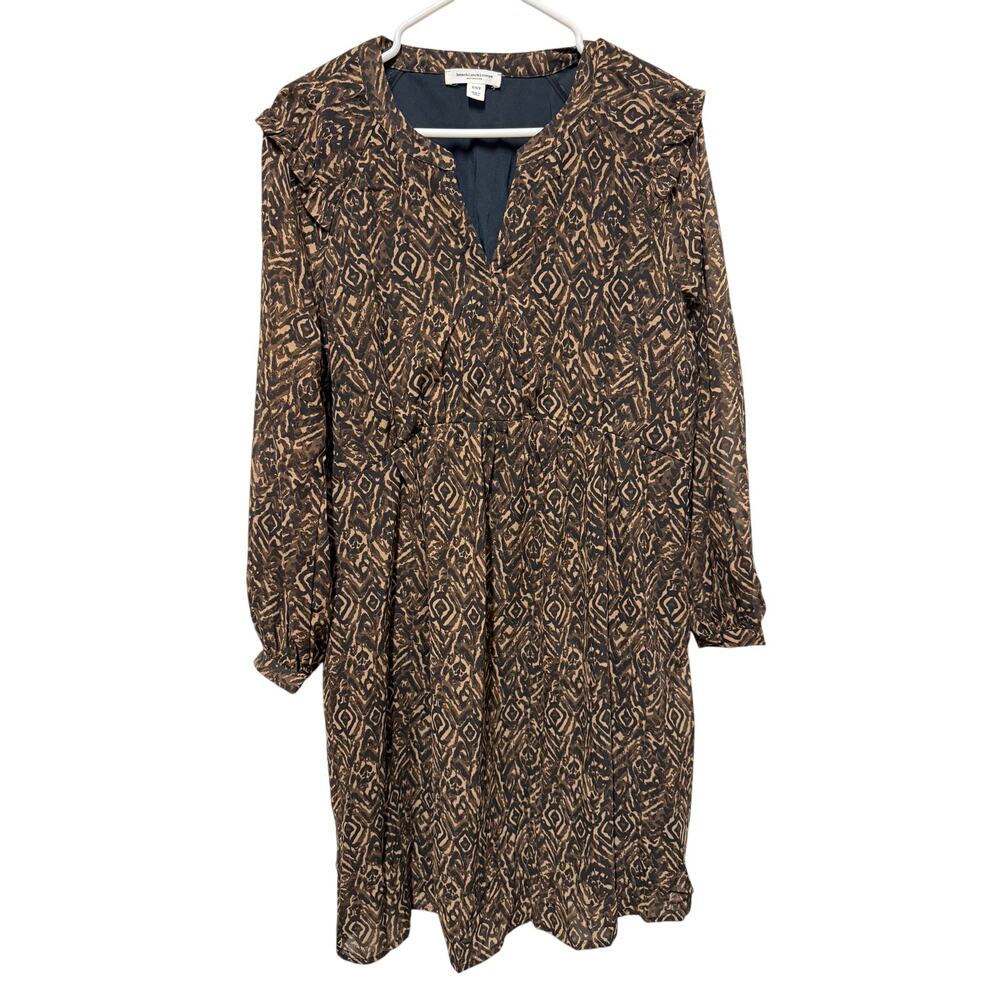 beachlunchlounge Brown/black/cream Dress Lined lightweight ruffle Size Medium